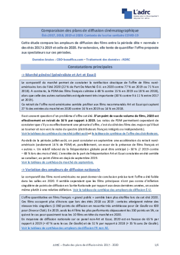 Etude Plans de diffusion été 2017-2020